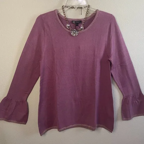 NWT Diane Gilman 2X Wine colored Long sleeve shirt. w58 - Picture 2 of 11